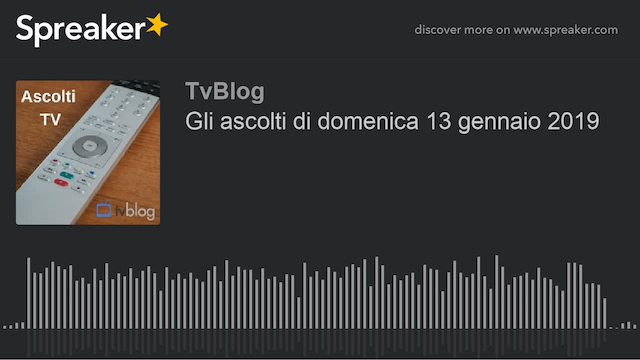 Ascolti tv domenica 13 gennaio 2019