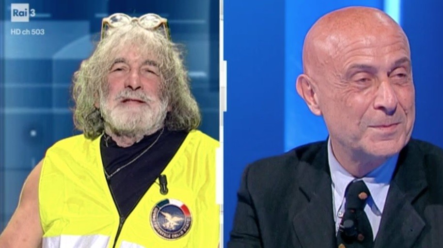 Cartabianca, lite tra Mauro Corona e Marco Minniti