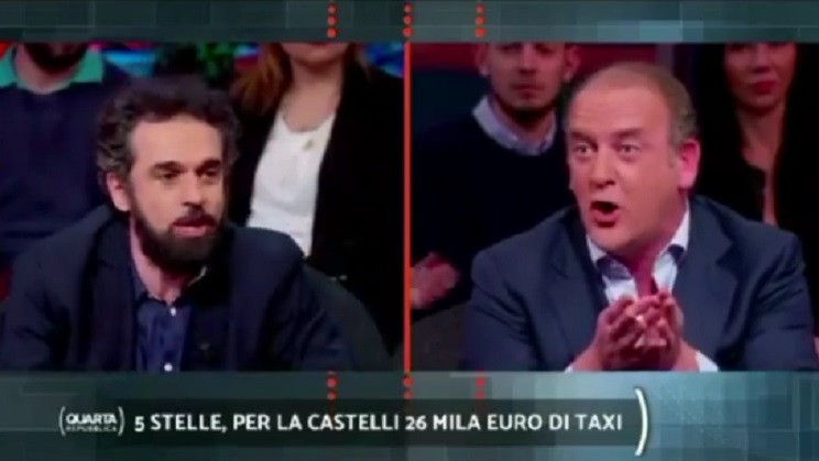 Dino Giarrusso: “Gli applausi nei talk sono monipolati”. L’ex iena all’attacco di Quarta Repubblica (Video)