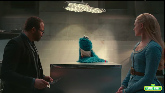 Cookie Monster di Sesame Street incontra Bernard e Dolores di Westworld