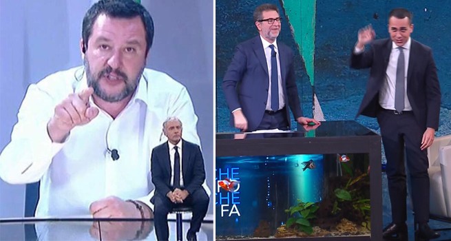 La Domenica Politica: in contemporanea Di Maio da Fazio, Salvini da Giletti