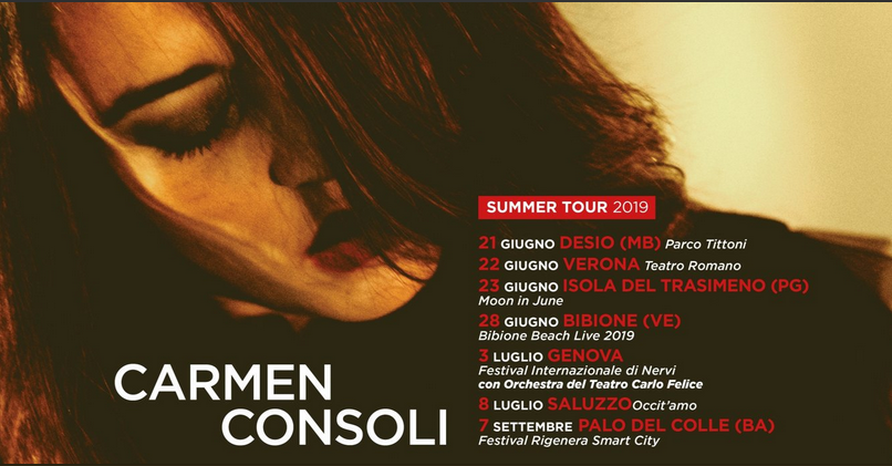 Carmen Consoli, Summer Tour 2019: tutte le date e info