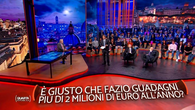 Quarta Repubblica sfida Che fuori tempo che fa parlando dello stipendio di Fazio
