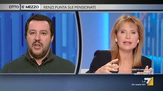 Otto e Mezzo, Matteo Salvini: “Non ne ho voglia ma devo andarci”. La reazione di Lilli Gruber: “Può restare a casa”