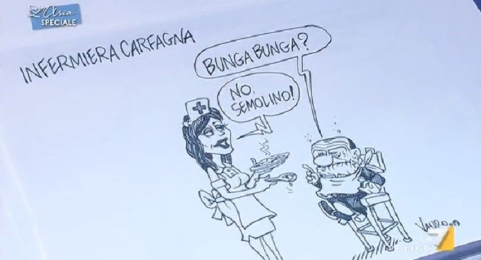 Vauro e la vignetta sul bunga-bunga dedicata alla Carfagna. Lei: “Sei rimasto a dieci anni fa” (Video)