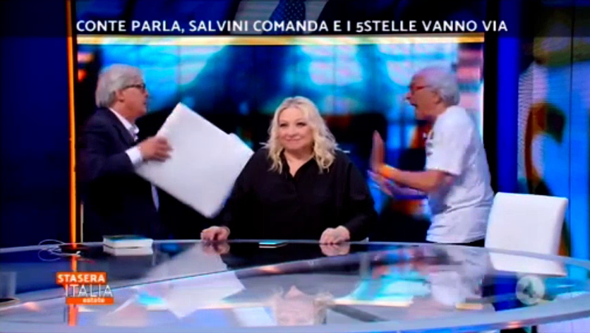 Violenta rissa tra Vittorio Sgarbi e Giampiero Mughini a Stasera Italia Estate (VIDEO)