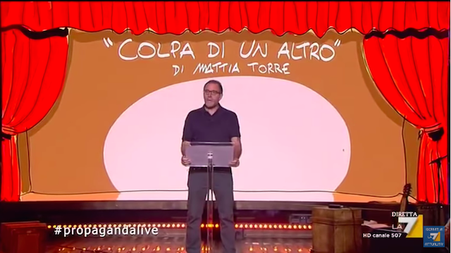 Il monologo “E’ colpa di un altro”, interpretato da Valerio Mastandrea e scritto da Mattia Torre
