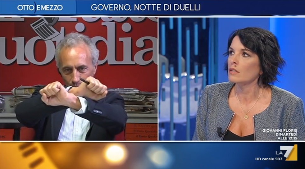 Otto e mezzo, lite Travaglio-Aprile sui diritti degli arrestati. Gaia Tortora ringrazia la giornalista (Video)
