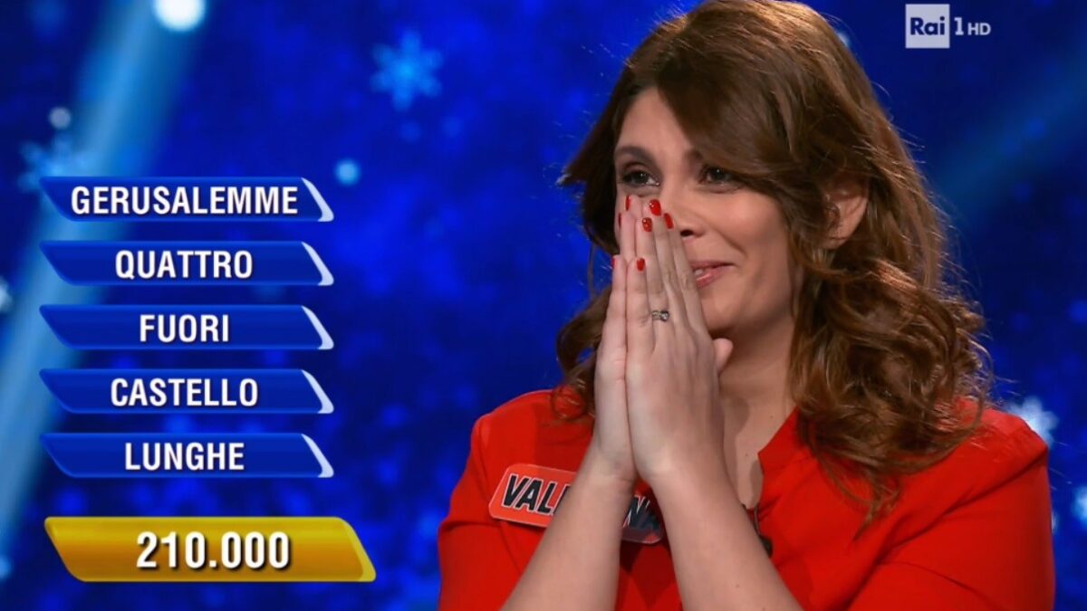 L’Eredità da record. La concorrente Valentina vince 210 mila euro (Video)