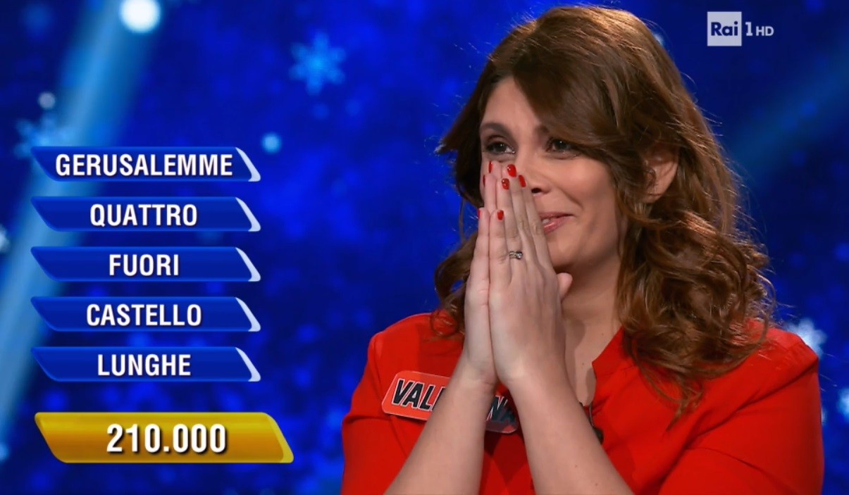 L’Eredità da record. La concorrente Valentina vince 210 mila euro (Video)