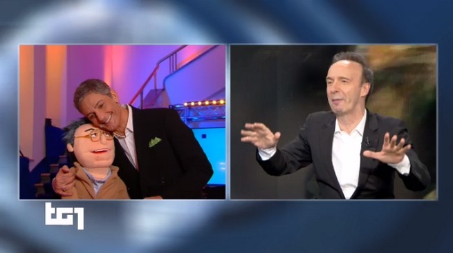 Il Tg1 è il pre-Sanremo 2020: Benigni e Fiorello in contemporanea, poi arriva anche Amadeus
