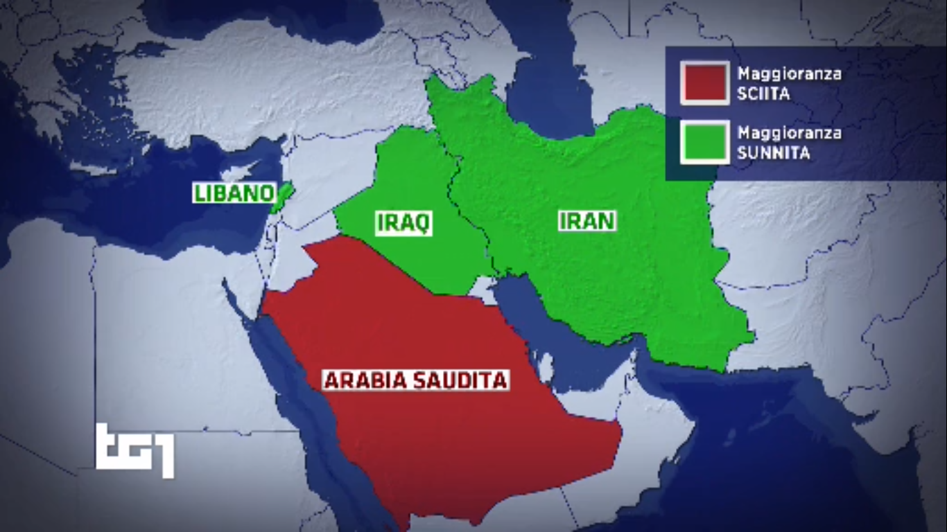 Lapsus al Tg1, invertono Sciiti e Sunniti sulla mappa del Medio oriente
