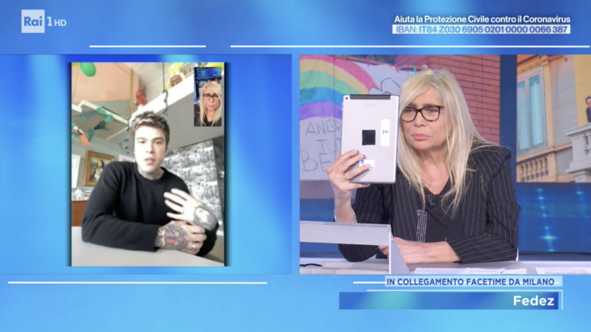 Domenica In: Fedez ospite in video, Chiara Ferragni solo suggeritrice a bordo campo