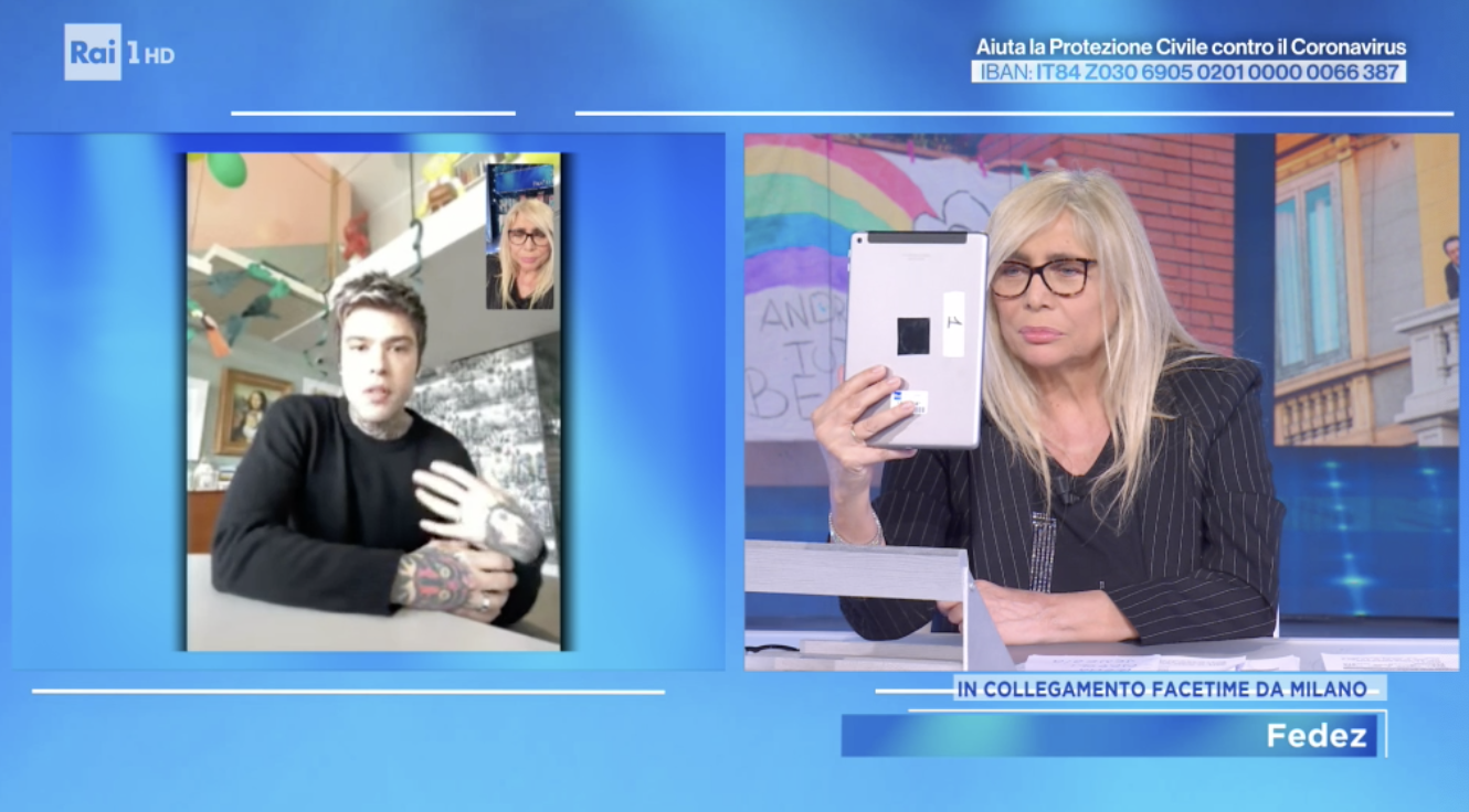 Domenica In: Fedez ospite in video, Chiara Ferragni solo suggeritrice a bordo campo