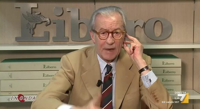 Vittorio Feltri contro La7: “Inguardabile, è succursale del Pd”. E attacca Formigli e Panella