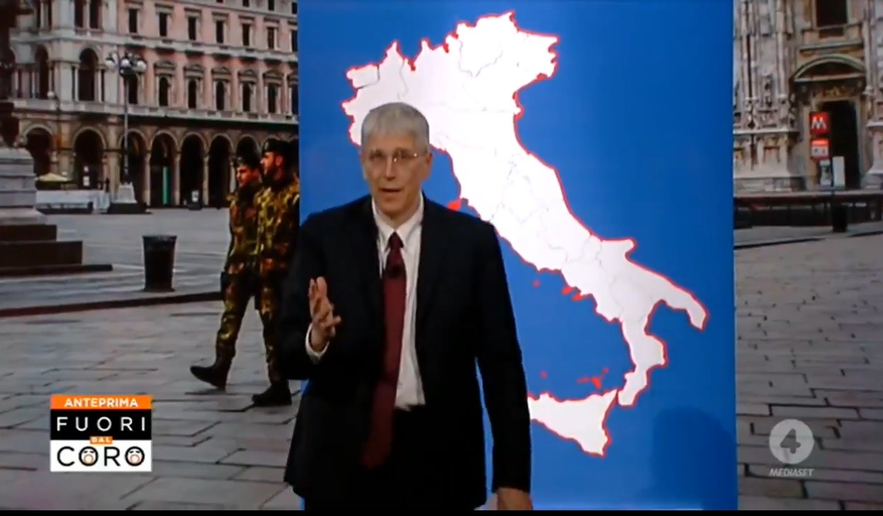 Fuori dal Coro, Feltri assente dopo cinque ospitate consecutive. Giordano: “L’Italia è una” (Video)