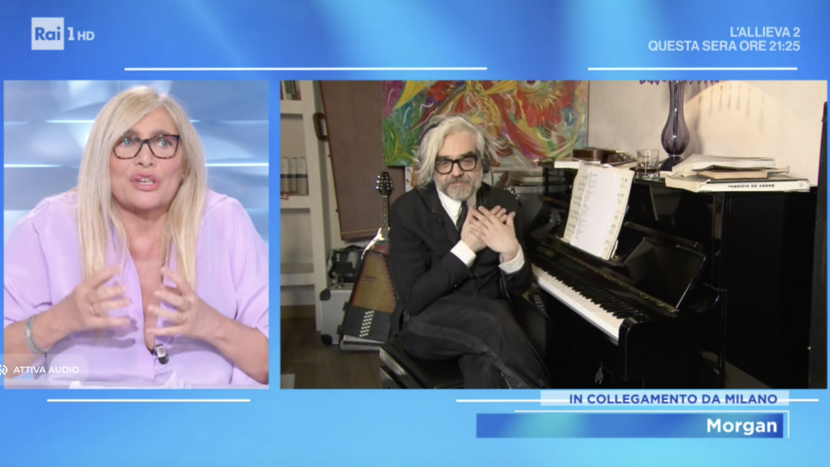 Domenica In, Morgan e la proposta ad Amadeus: “A Sanremo 2021 niente cover, introduciamo il gesto poetico”