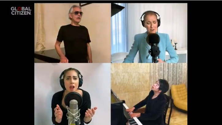 Together at Home, il momento migliore è The Prayer con Bocelli, Dion, Legend, Lang e Lady Gaga