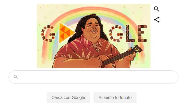 Israel Kamakawiwo’ole per il Doodle di Google del 20 maggio 2020 (Over the rainbow, video)