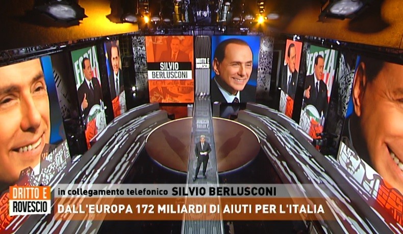 Dritto e rovescio, l’intervento di Berlusconi relegato nell’anteprima (allungata per l’occasione)