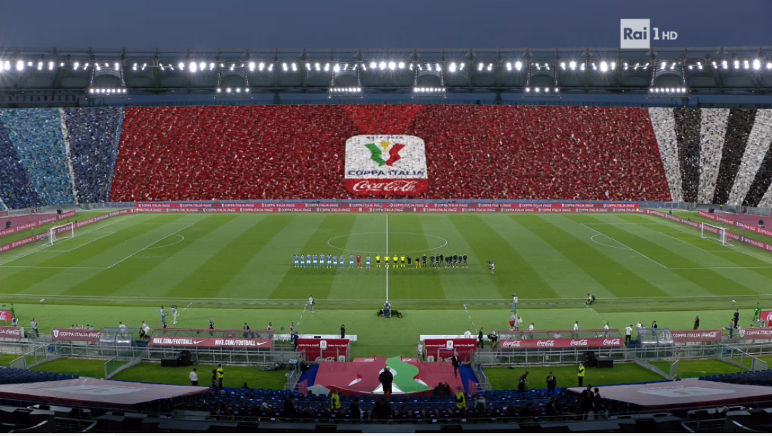 Finale Coppa Italia, spalti animati dal pubblico virtuale (e il web ride) (FOTO)