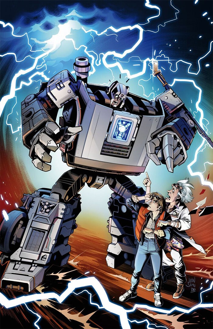 Ritorno al futuro e Transformers: cover del fumetto crossover