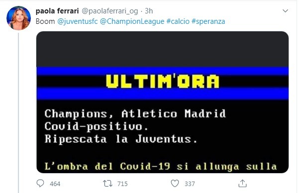 “Juve ripescata in Champions”. Paola Ferrari condivide la fake news e tagga il club bianconero