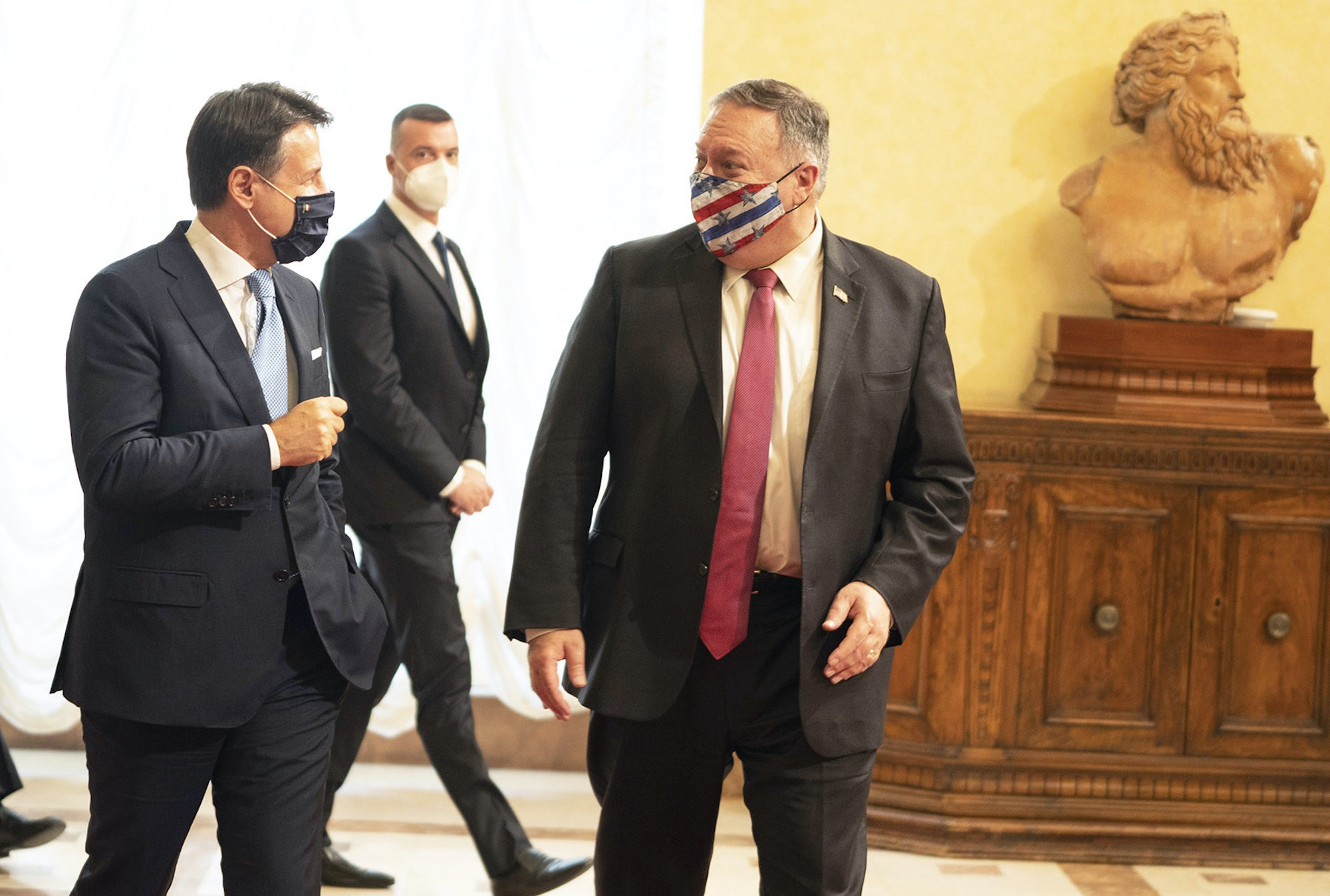 Giuseppe Conte incontra il Segretario di Stato USA Pompeo