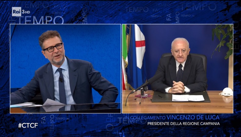 De Luca a Che Tempo Che Fa contro Report e Ranucci: “Contro di noi aggressione mediatica”