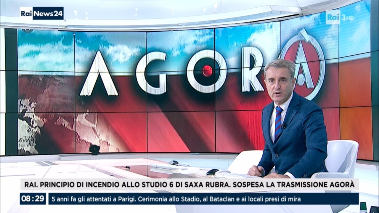 Agorà non va in onda a causa di un principio di incendio. Luisella Costamagna sostituita da Rai News 24