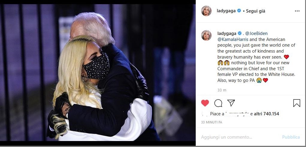 lady gaga biden instagram