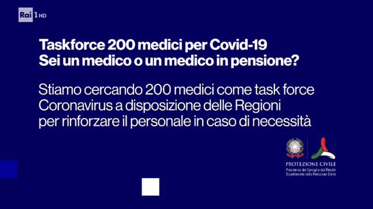 Covid, lo spot Rai per la chiamata alle armi dei medici ‘riservisti’