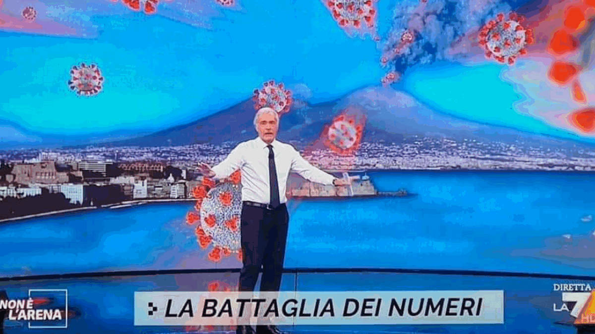 Non è l’Arena, polemica per il Vesuvio che erutta covid, Giletti replica
