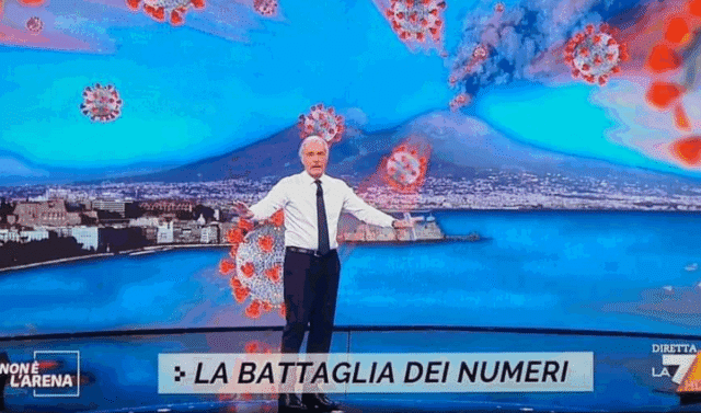Non è l’Arena, polemica per il Vesuvio che erutta covid, Giletti replica