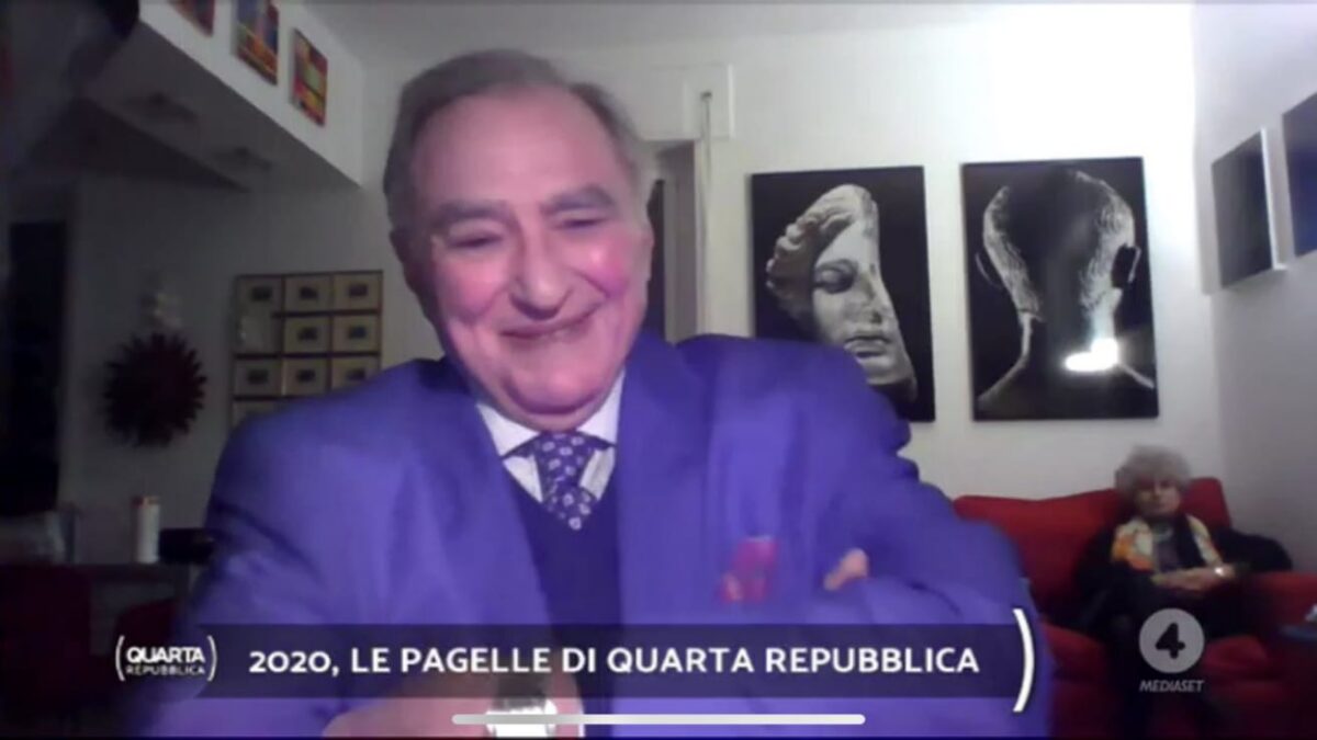 Quarta Repubblica, Giulio Sapelli collegato da casa con la moglie (immobile) sullo sfondo