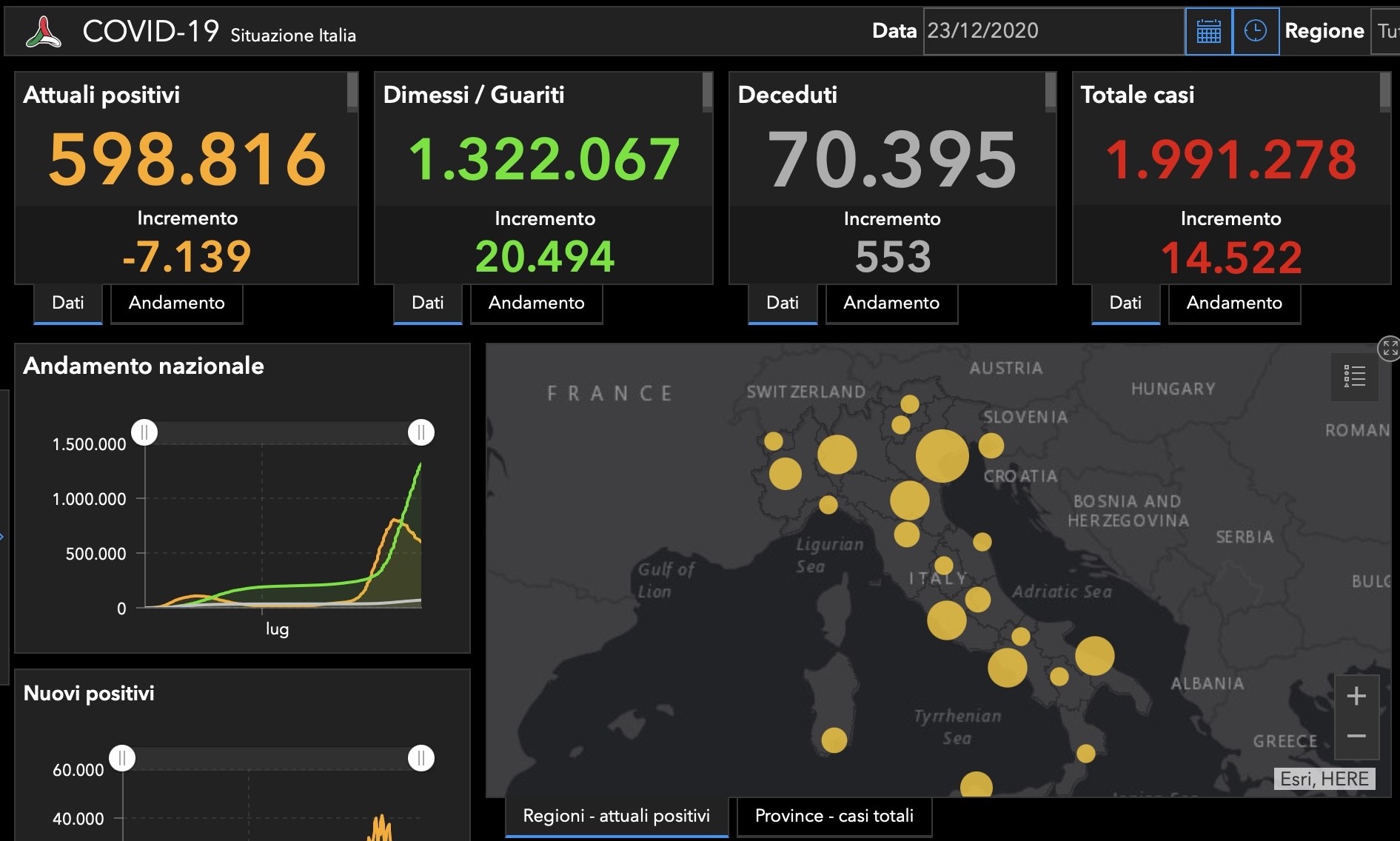 bollettino 23 dicembre 2020 mappa