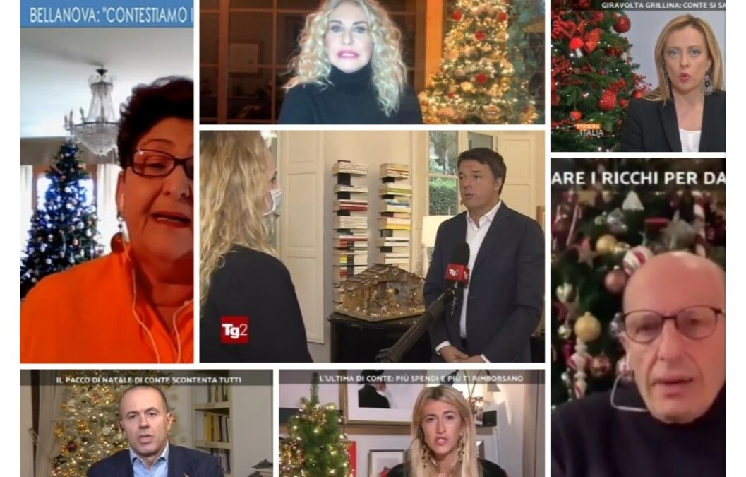 Collegamenti e interviste da casa, alberi di Natale e presepi prendono il posto delle librerie
