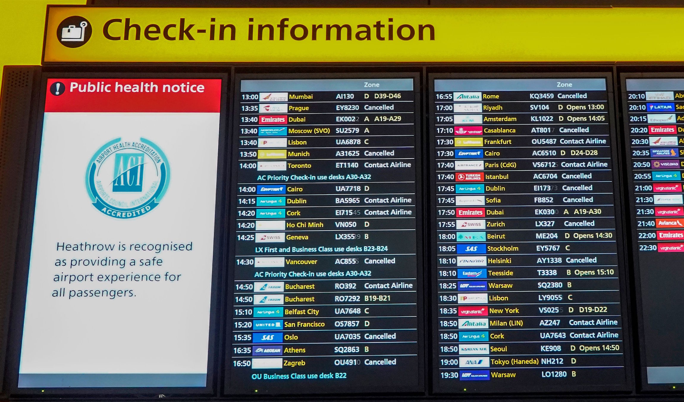 Voli bloccati agli aeroporti londinesi