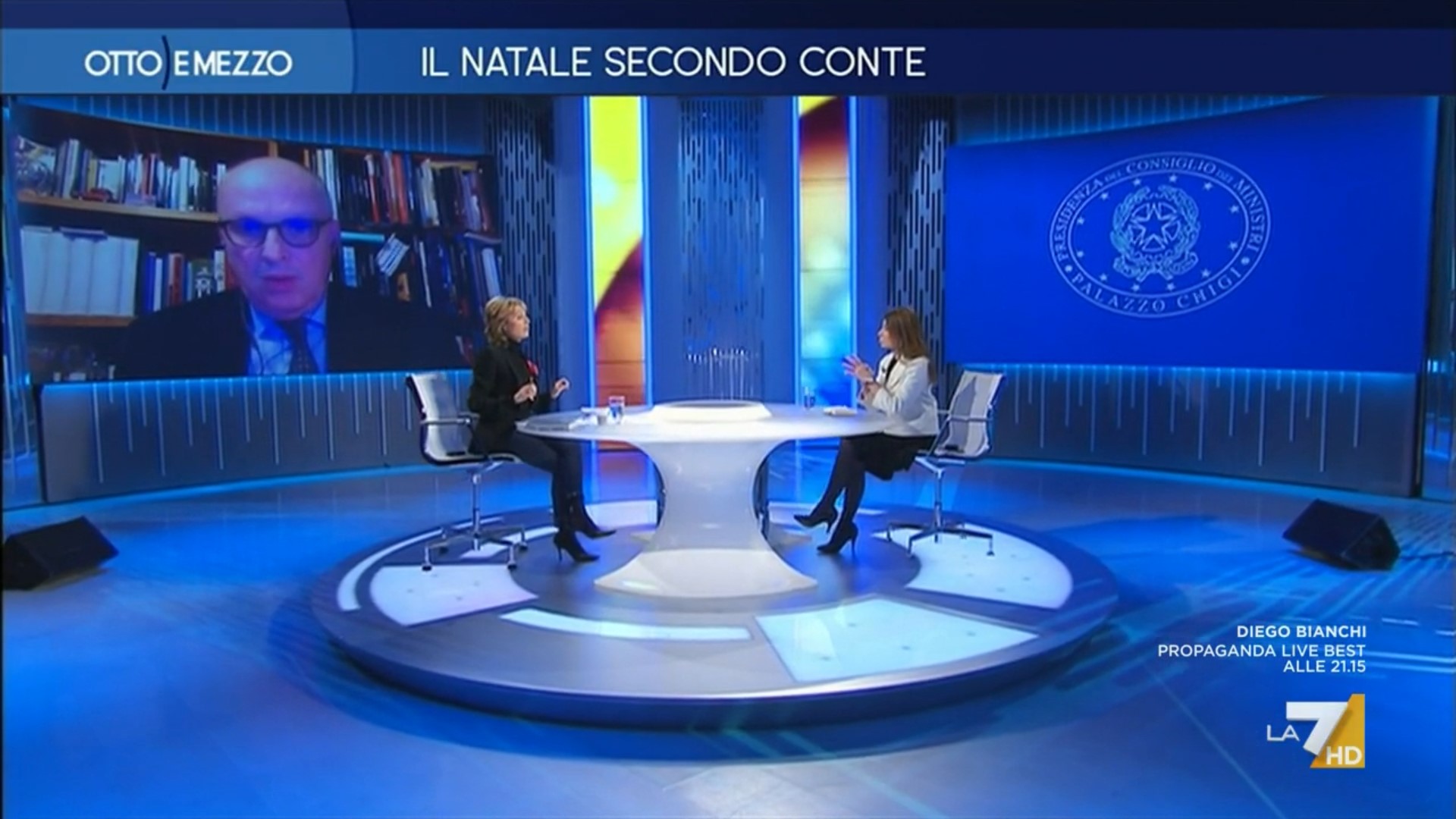 Lilli Gruber (in diretta con Otto e Mezzo) lascia la conferenza di Conte a Mentana