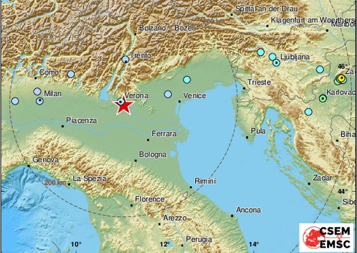 Terremoto di magnitudo 4.4 nel Veronese: la scossa avvertita in tutto il Nord