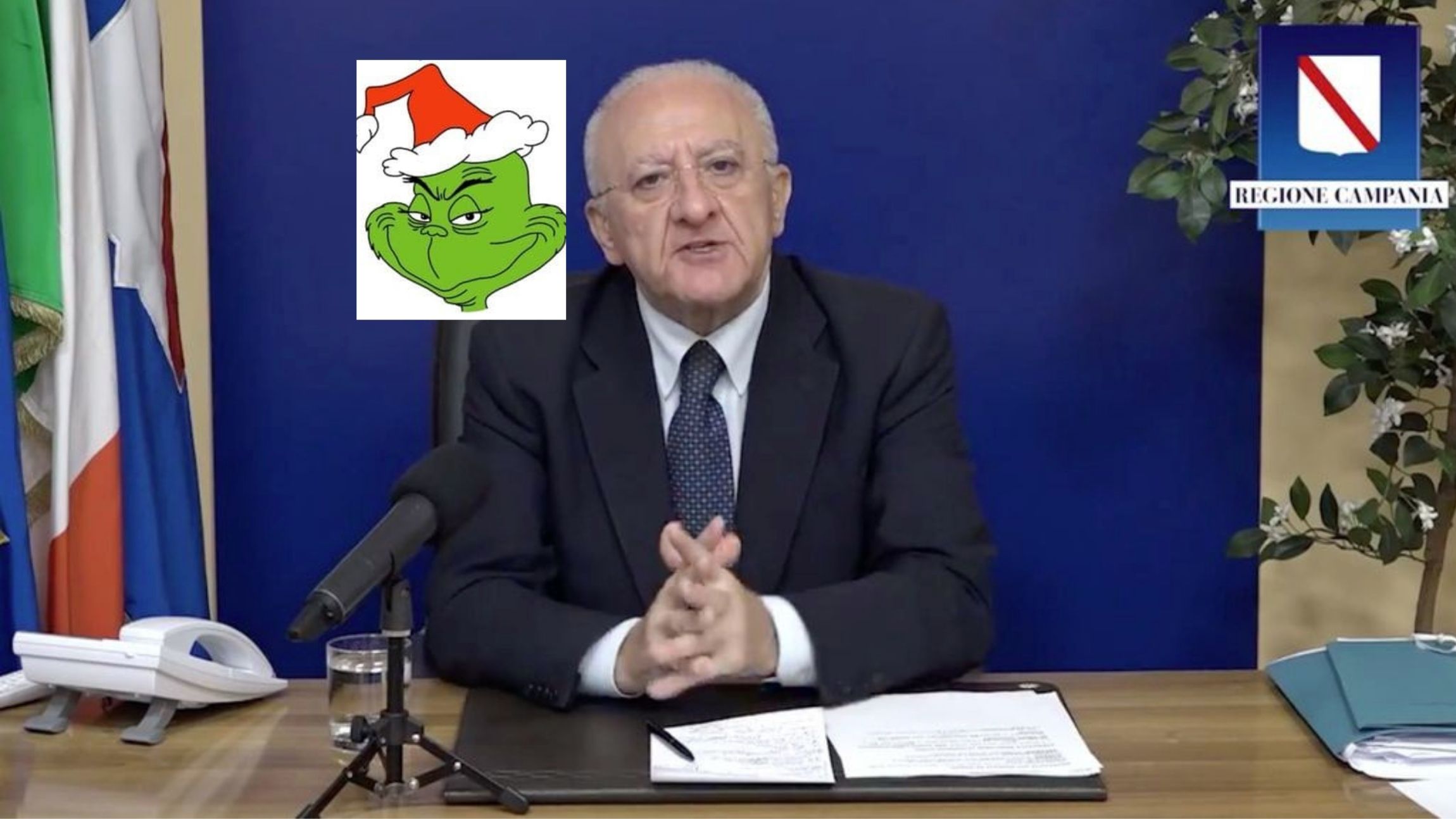 De Luca come il Grinch: “Quest’anno Natale e Capodanno non esistono”
