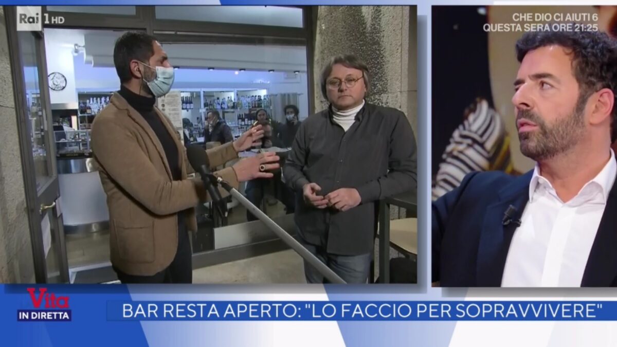 La vita in diretta, ristoratore rifiuta di indossare la mascherina. Matano interrompe il collegamento (Video)
