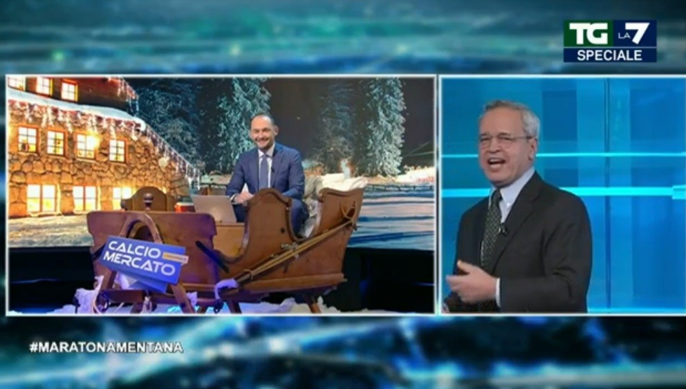 Il Calciomercato di Sky invade la Maratona Mentana. Un crossover che funziona e diverte (Video)