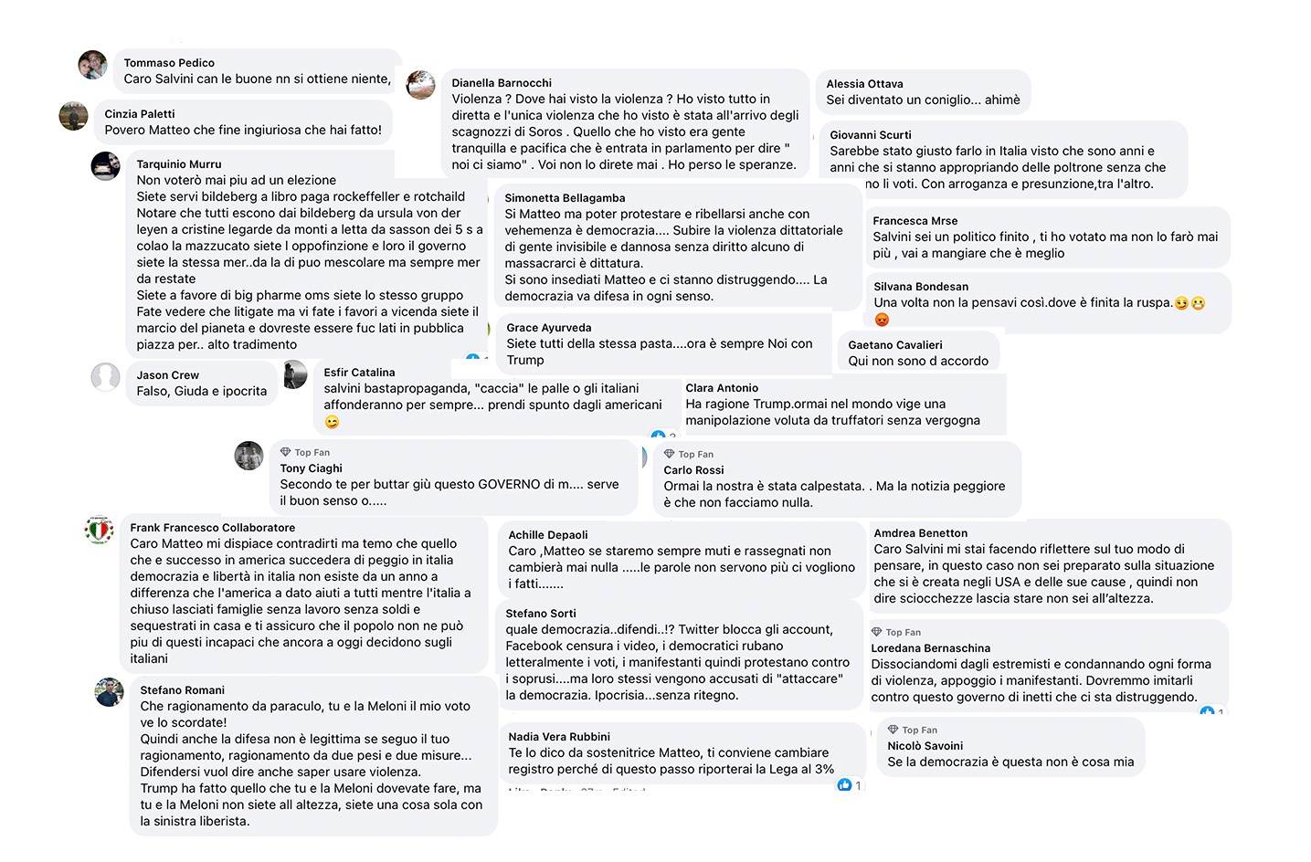 I fan di salvini reagiscono