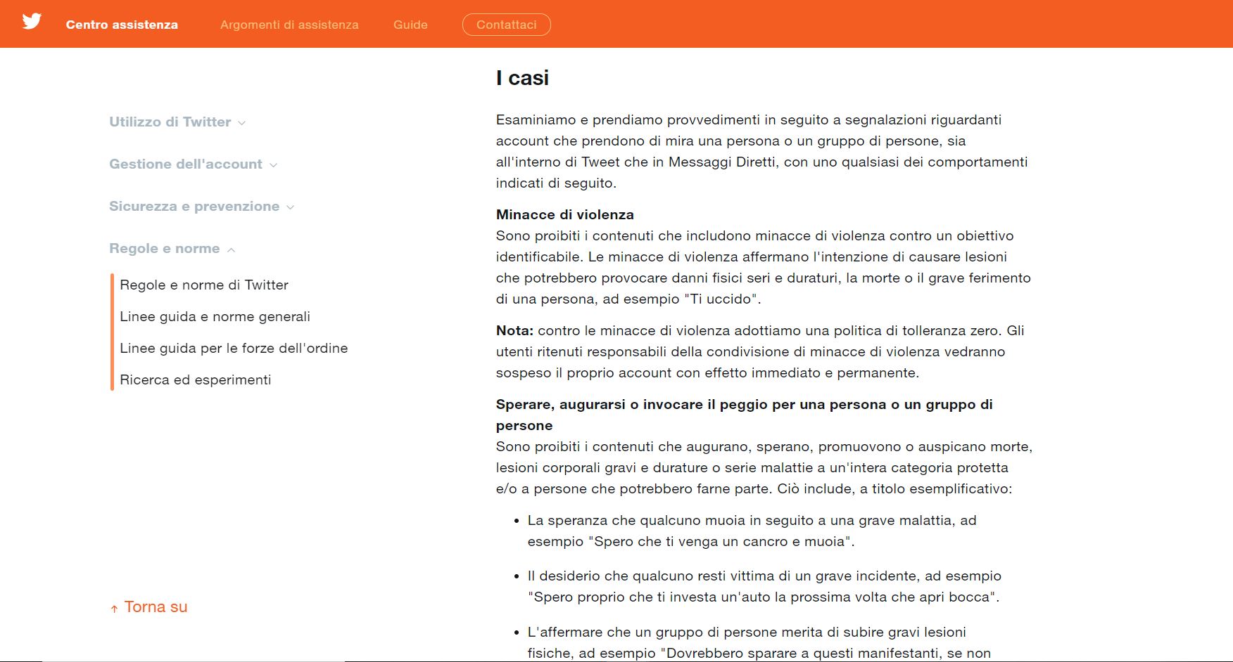 Regole sulle condotte contro la violenza
