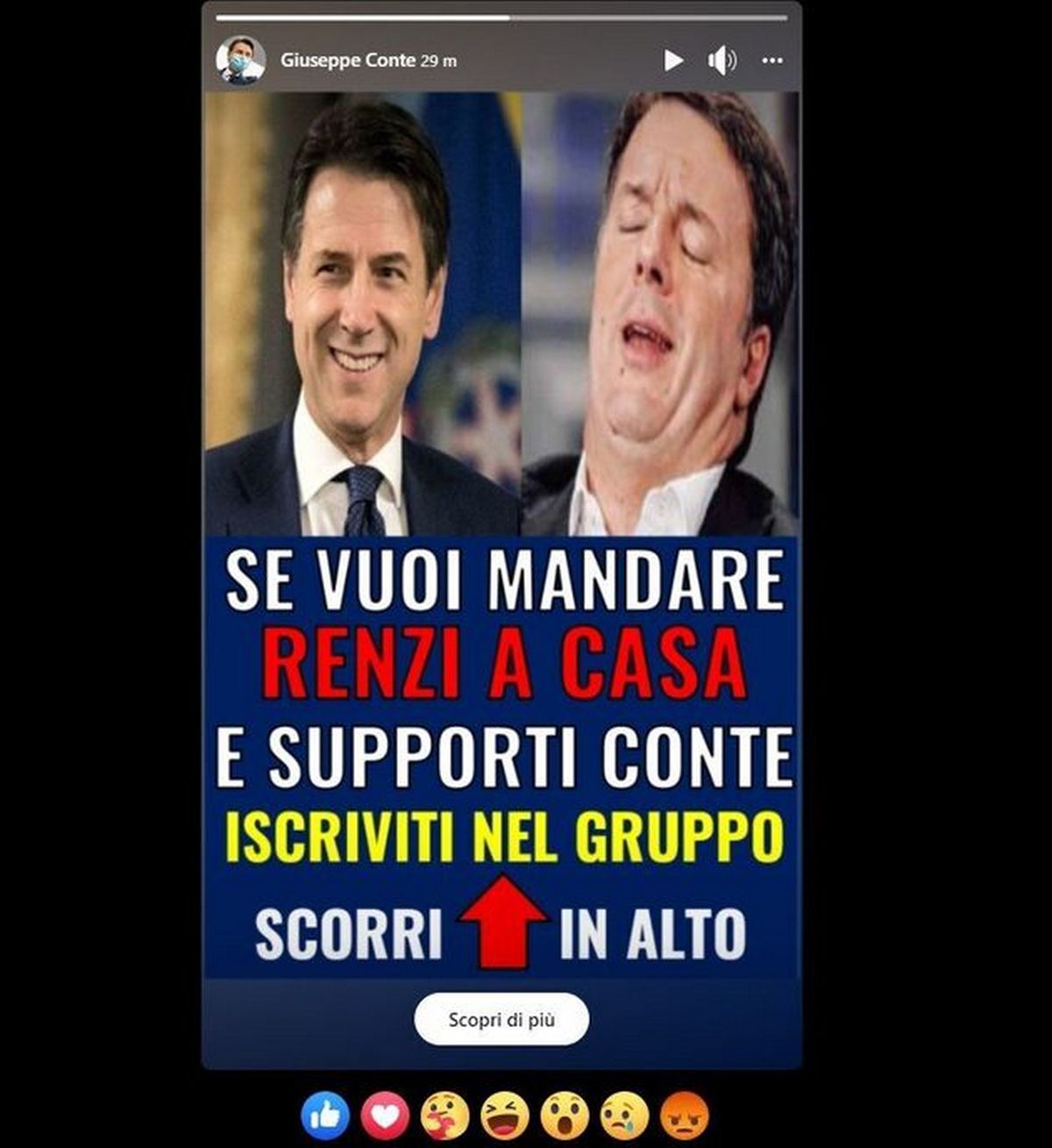 conte storia facebook renzi