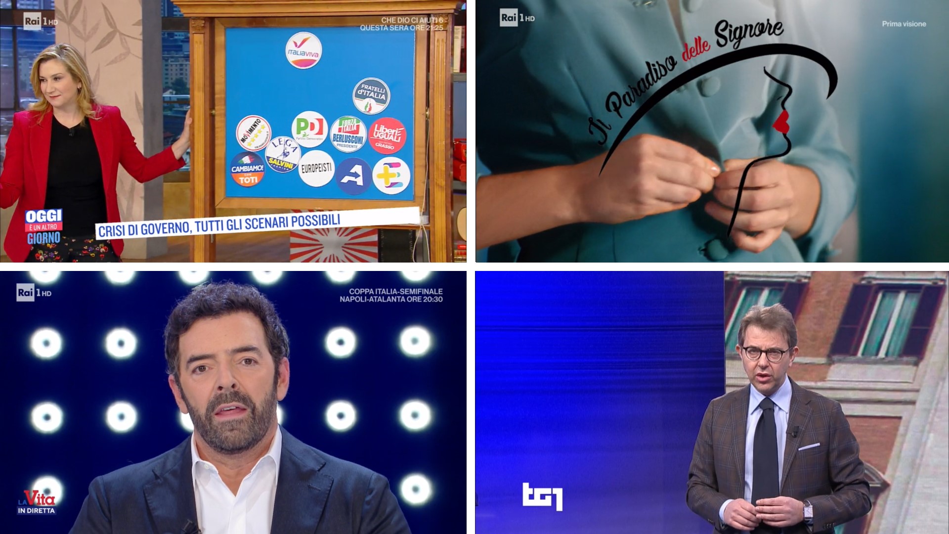Oggi qui, domani là: il palinsesto pomeridiano di Rai1 diventa precario con la crisi politica italiana