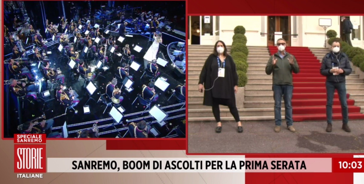 Storie Italiane e la gaffe sugli ascolti del Festival. Nessuno corregge per un’ora e un quarto