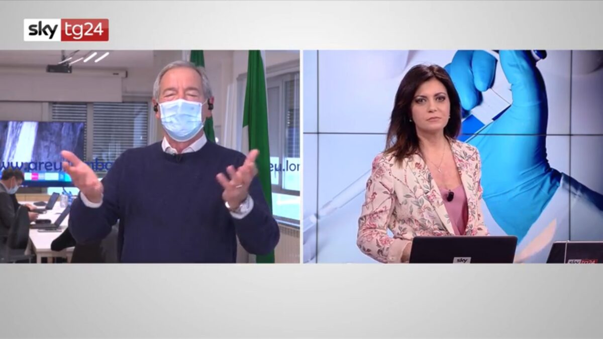 Guido Bertolaso, infastidito da una domanda di Tonia Cartolano, abbandona il collegamento con Sky Tg24