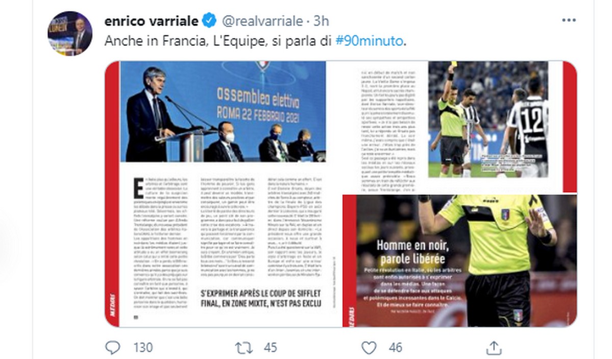 “Enrico Varriale non ha mai nascosto le sue simpatie e antipatie sportive” e lui rilancia sui social